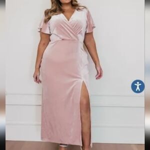 JessaKae Everly Velvet Maxi Dress Blush 3XL New